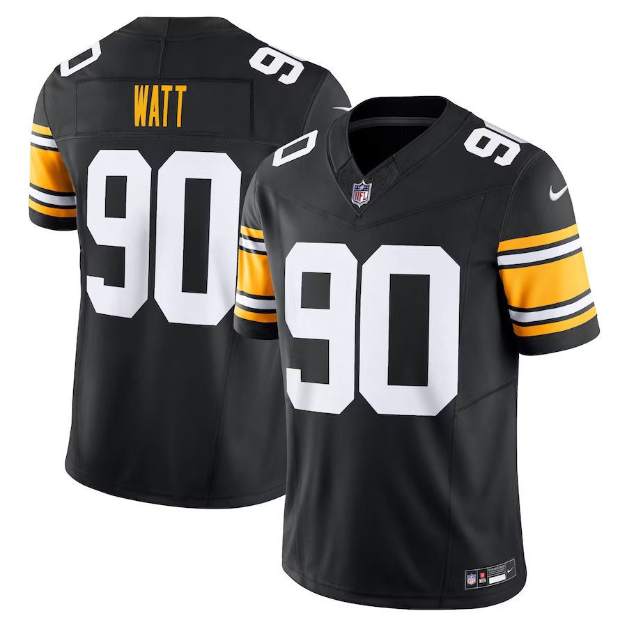 Men Pittsburgh Steelers #90 T.J. Watt Nike Black Vapor F.U.S.E. Limited NFL Jerseys